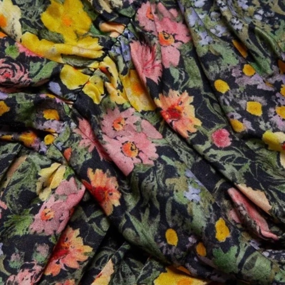 LoveShackFancy x Revolve Ambrette Ditsy Black Floral Mini Dress Puff Sleeve M - Picture 5 of 17